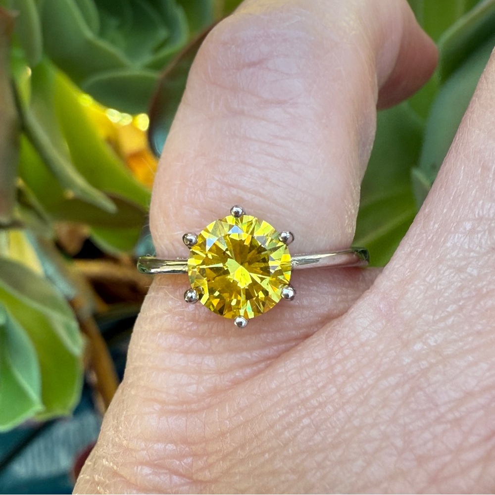 Sterling Silver Solitaire Ring With Lab Created C… - image 4